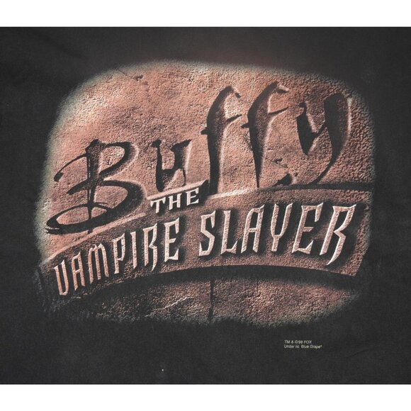 Vintage 1998 Buffy the Vampire Slayer Tee T-Shirt Size Large Fox Blue Grape USA - Picture 2 of 7
